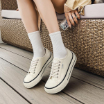 Mango paksutallalised laisad kingad t&uuml;drukutele - Suvi 2024 Kolledži stiil, Hingavad valged &uuml;he sammuga suure varbaga tossud 37 must