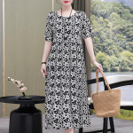 Naiste kleit Suvised vintage riided vabaaja l&uuml;hikeste varrukatega pikk kleit naistele suvekomplekt 5XL