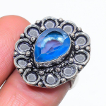 Natural Swiss Blue Topaz Gemstone 925 Sterling Silver Jewelry Ring Size 7 c5m01