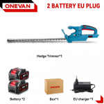 ONEVAN 3000W Brushless Electric Hedge Trimmer Cordless Trimmer Pruning Saw Lawn Mower Garden Tools For Makita 18V Battery 2 Battery EU Plug