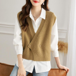 Moodne naiste kevadine kootud kampsunvest-kardigan One Size beige