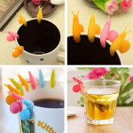 JoyliveCy&reg; 5 tk silikoonist teekotihoidja teo kujuline armas juhusliku v&auml;rviga