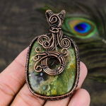 Rainforest Jasper Handmade Copper Wire Wrap Jewelry Pendant 2.88 b6f35