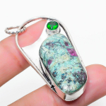 Ruby in Fuchsite, Diopside Ethnic 925 Sterling Silver Jewelry Pendant 2.17 q1T85