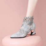 Uued lillelised k&otilde;rge kontsaga tikitud naiste kingad terava otsaga paksu kontsaga &otilde;&otilde;nesv&otilde;rgust lahedad saapad 39 h&otilde;be