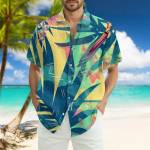 Meeste moodne lahtine Hawaii tr&uuml;kitud l&uuml;hikeste varrukatega rannas&auml;rk XXXL