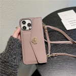 Nahast Luksuslik Rahakott Crossbody Telefonikott iPhone'ile 16 15 14 Plus 11 12 13 Pro Max Kaardipesa Hoidja Jalg Pikk Pael Kate Leather