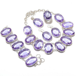 Pink Amethyst Gemstone Handmade 925 Sterling Silver Jewelry Set g9p85