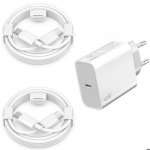 Chargeur Rapide 45W + 2 C&acirc;bles USB-C 1M pour Samsung Galaxy A56 A36 A16 A17 - Blanc