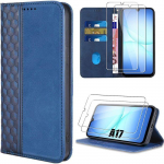 Coque de Protection - BOOLING - Samsung Galaxy A17 5G/4G - Cuir PU Bleu Marine - 2 Verres Tremp&eacute;s