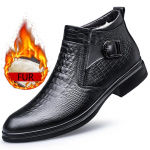 Talvised mustad Chelsea meeste poolsaapad, meeste k&otilde;rge karusnahaga k&uuml;ljet&otilde;mblukuga &auml;risaapad, ehtsast nahast paksu tallaga moodsad kauboisaapad 46