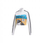 Adidas Originals X Fiorucci Koost&ouml;&ouml; Graafilise Prindiga Poollukuga K&otilde;rge Kaelusega L&uuml;hike Pikkade Varrukatega T-s&auml;rk Naiste Topid Valge FL4154 XS