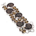 Ammoniidi fossiil, topaasv&auml;&auml;riskivi 925 sterlingh&otilde;be k&auml;ev&otilde;ru 7-8