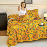 Kahekihiline puuvillane marlpleed &ndash; pikkade kiududega puuvillane uinakuks ja voodikatteks 200*230 Single Towel Blanket
