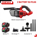 ONEVAN 16KPA Elektriline Tolmuimeja 6-&uuml;hes Juhtmeta K&auml;eshoitav Kodu Tolmuimeja P&otilde;randale Lemmiklooma Karvade Puhastusvahend Makita 18V Aku Pin-ile 2xBattety-EU Plug