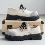 Meeste Briti Retro Lai &Uuml;mar Nina Derby Kingad V&auml;litingimustes &Auml;ri Platvorm Meeste Kingad Paks K&uuml;ljelt&otilde;mblukuga Vabaaja Nahast Kingad Zapatos Hombre 39 valge