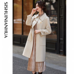 Women's Elegant 100% Wool Mid-Length Coat XL