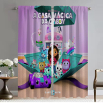 Gabbys Dollhouse'i s&auml;&auml;sevastased kardinad elutoa kardinatele Halloweeni kaunistuseks kodu interj&ouml;&ouml;ri kardinad 2 t&uuml;kki vaheseina W60xH90cmx2pcs-CL blue