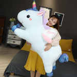 KUY Kuum 2020 Uus Pehme Kallistatav Armas Vikerkaar Kawaii &Uuml;kssarvik Pl&uuml;&uuml;s M&auml;nguasi Hiiglaslik T&auml;idisega Loomnukk Lendav Hobune Lapsele T&uuml;drukutele Kingitus 80cm