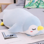 Lamav pingviin viskepadi nukk udusulg puuvill t&uuml;druk laisk voodi hoidmine magav nukk &uuml;lipehme pl&uuml;&uuml;sist m&auml;nguasi 50cm（0.35kg） sinine