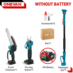 8-tolline harjadeta elektriline teleskoopvarrega saag-k&auml;&auml;rid 3IN1 5500W k&otilde;rgete oksade mootorsaag aiak&auml;&auml;rid t&ouml;&ouml;riist 21V 18V akule Without battery