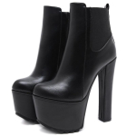 Comemore 16cm &Uuml;lik&otilde;rged Kontsad Naiste Saapad S&uuml;gis Naiste Mustad Chelsea Pahkluusaapad Toruplatvorm Paksude Kontsadega Naiste Kingad Elegantne 35