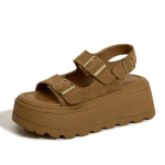 Moodsad Kvaliteetsed 7CM Suede Nahast K&otilde;rge Br&auml;ndi Platvormkingad Kiilud Suvised Paksud Tossud Sandaalid Mugavad Avatud Varbad Moodsad Kingad Naistele 37 brown