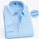 Klassikaline meeste standardvormingus pikkade varrukatega lihtsad kleit-s&auml;rgid Solid Twill Formal Business Work Office Tops-s&auml;rk 44 helesinine v&auml;rv