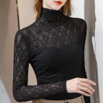 Kuhjaga kraega aluss&auml;rk naiste s&uuml;gis-talve uus pikkade varrukatega T-s&auml;rk prantsuse k&otilde;rge kaelusega topp 3XL