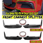 Must/s&uuml;sinik Eesmise kaitseraua udutulede raami splitterid Viimistlus &Uuml;les Canardid Liistud Udutulede korpused BMW F30 F31 M Sport 2012- jaoks Glossy Black Up