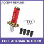 15cm Automatic and Manual Shift Knob w 4 Adapter Iron Cloth Red Gold Tone Set