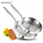 2/3 tk praepann 22/24/26/28CM 304 roostevabast terasest 2MM paksusega wok-pann 5-kihiline teras toiduklassi mittenakkuvad pannid keetmispoti jaoks