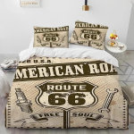 Ajalooline Route 66 Ema Tee Voodipesukomplekt Magamistoa Pehmed Moodsad Voodikatted Mugav Tekikott Tekikate Ja Padjap&uuml;&uuml;r EU Single(135*200cm)3pcs gray