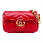Gucci GG Marmont Mini Logoga Kett-Tikkpinnaga Nahast K&auml;ekott Rahakott Naiste K&auml;ekotid Punane 575161-DTDCT-6433 Basic Set (Bag+Dust Bag)