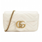 Gucci GG Marmont Kuldne Logo Kulunud Tepitud Nahast Minikott Risti &Uuml;le Keha Kandmiseks Naiste kotid Valge 476433-DSVRT-9022 Box(Basic Set+Box)