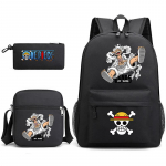 One Piece teemaline tr&uuml;kitud seljakott + &otilde;lakott + pliiatsitops kolmeosaline &otilde;pilase seljakoti komplekt 0083