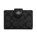 Coach Corner Zip 13 Klassikaline Monogramm V&auml;rviplokk Kokkupandav Kaetud L&otilde;uend Rahakott Naiste Rahakott Khaki Must C0082-SVTSQ Basic Set (Bag+Dust Bag)