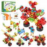 WISESTAR Ehitusklotside komplekt elektrilise koostega puusepa hoiustamine STEM m&auml;nguasjad 3D DIY ehitamiseks vanusele 446-osaline puur, t&ouml;&ouml;riistad, kruvid, komplekt, robot,