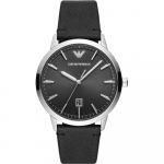 Emporio Armani Ruggero Must Must Nahast Meeste Kvartsist Kell Kuup&auml;evaga AR11193 must