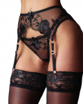 Pitsiga sukahoidja ja stringide komplekt naistele Suspender-pesu 4 metallklipiga Hoidjad sukkadele + G-string One Size must
