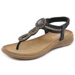 2026 Uued kingad naistele Bohemia Kristallsandaalid Naiste kingad Rhinestone Daami sussid P&auml;rl Slip-on Lamedad rannakingad 36 must