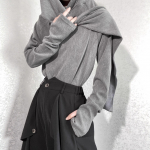 Sallkraega Kapuutsiga Pulloverkampsun Yohji Yamamoto Originaal Pikkade Varrukatega Unisex Top S hall v&auml;rv