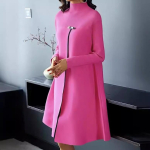S&uuml;gis Talv Kevad Mood Vabaaja Temperamendistiil Pikkade varrukatega &Uuml;mara kaelusega Kleit Kleite naistele Elegantne L must