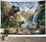 Dinosaurus Kiskja Seinavaip Troopiline Mets M&auml;gi Seinale Riputatav Vana Dino SeinakunstDekoratsioon Elutuppa Magamistuppa &Uuml;hiselamusse Peole 150x200cm(60x80in)