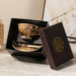 Luuportselanist Kohvitasside Komplekt, Keraamiline Teekomplekt, Klimti Suudlus, Luksuslikud Kingitused, Portselanist Joogiklaasid, Teekannid Lusikahoidjaga, Kingikarbis 220ml