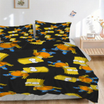 Bart Simpsoni mustriga voodipesukomplekt Tekikate Kingitus magamistuppa, Sisaldab 1 tekikatet ja 2 padjap&uuml;&uuml;ri, T&auml;idisetaB533 135x200cm