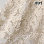 91cm Euroopa Paleestiilis 3D &Otilde;&otilde;nes Lilleline V&otilde;rkkangas K&auml;sit&ouml;&ouml;na Maalitud Tikand Kalaluu Ribiline Kang DIY Pulmakleidi jaoks length 91cm beige