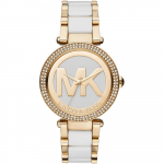 Michael Kors MK6313 Parker Valge sihverplaadiga Naiste k&auml;ekell 39mm kuld