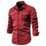 Uued S&uuml;gisesed 100% Puuvillased Sametist S&auml;rgid Meestele &Uuml;hev&auml;rvilised Slim Fit Vabaaja Pluusid K&otilde;rge Kvaliteediga Pikkade Varrukatega Seltskonnas&auml;rk Meestele M punane