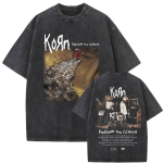 Pestud Vintage Rockib&auml;ndi Korn Follow The Leader Albumigraafikuga T-s&auml;rk Meestele Naistele Retro Gooti Alternatiivne Metall &Uuml;legabariidiline T-s&auml;rk 2XL gray